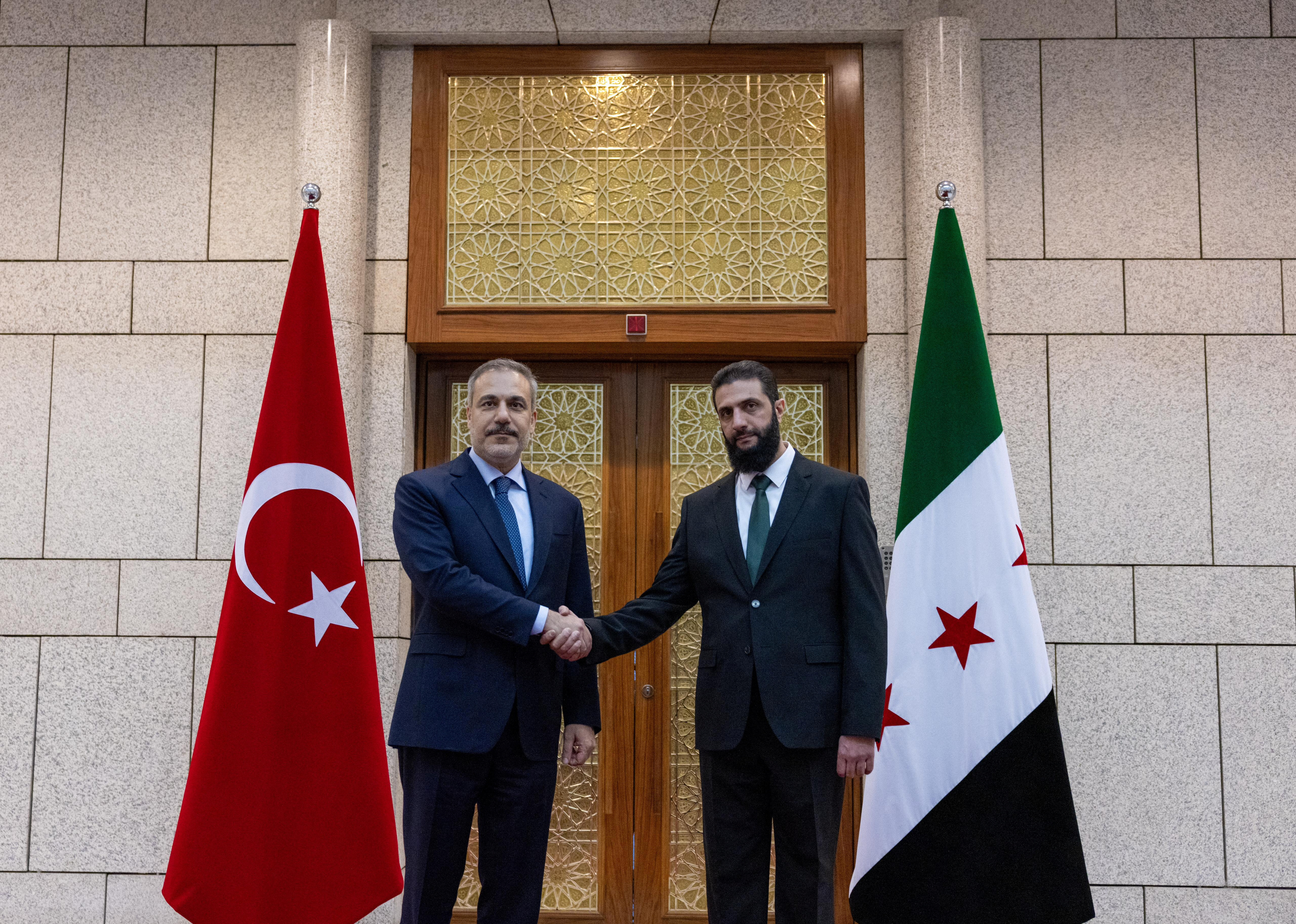 Turkey's FM Fidan meets with Syria's de facto leader Ahmed al-Sharaa in Damascus