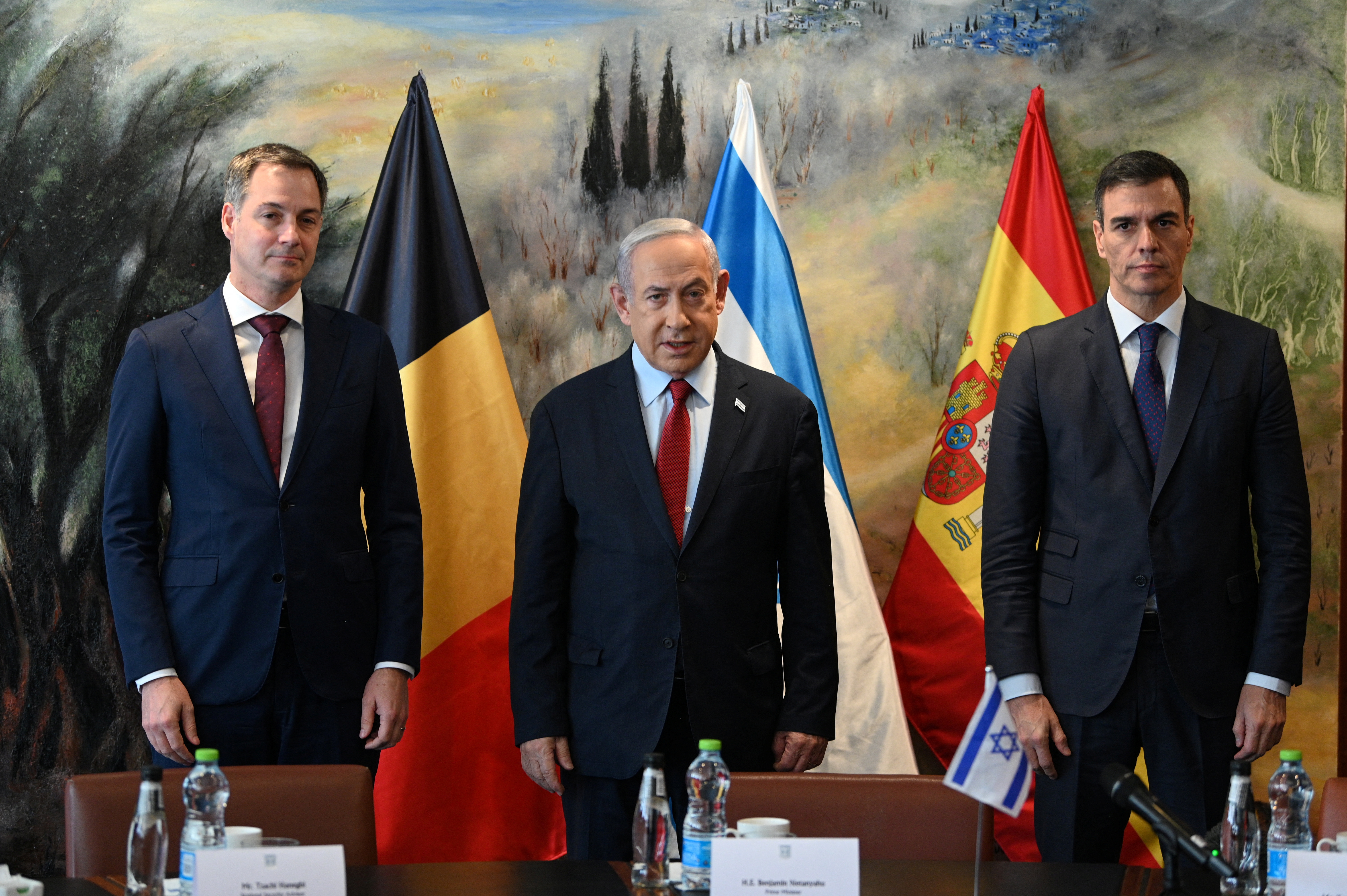 Spanish PM Sanchez and Belgian PM de Croo meet Israeli PM Netanyahu in Jerusalem