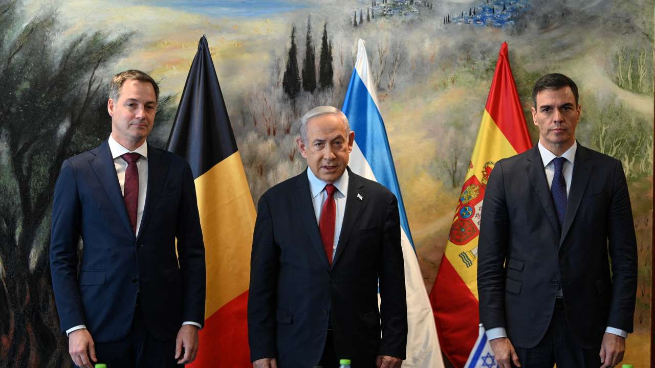Spanish PM Sanchez and Belgian PM de Croo meet Israeli PM Netanyahu in Jerusalem