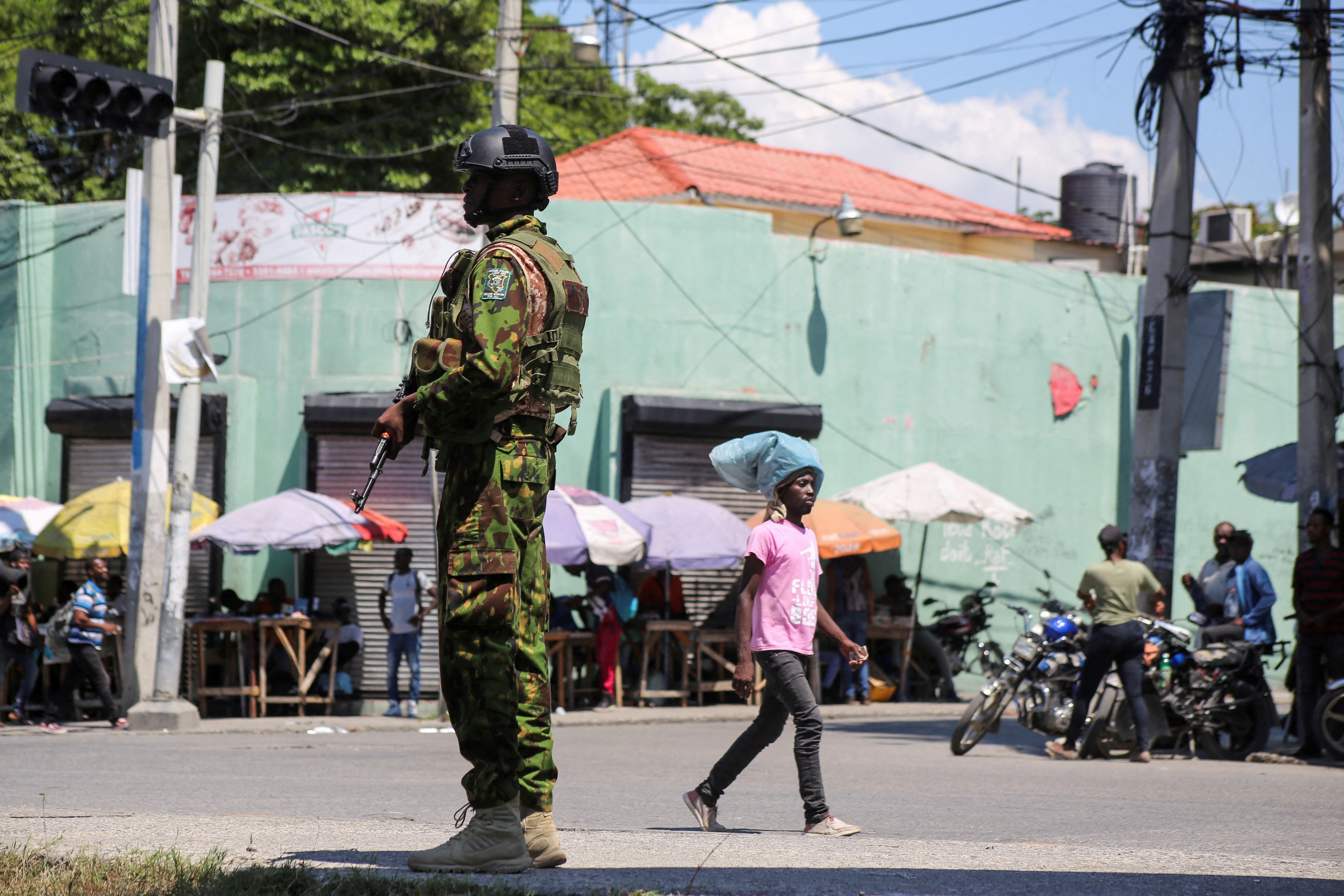 FILE PHOTO: Kenyan police patrol in Port-au-Prince