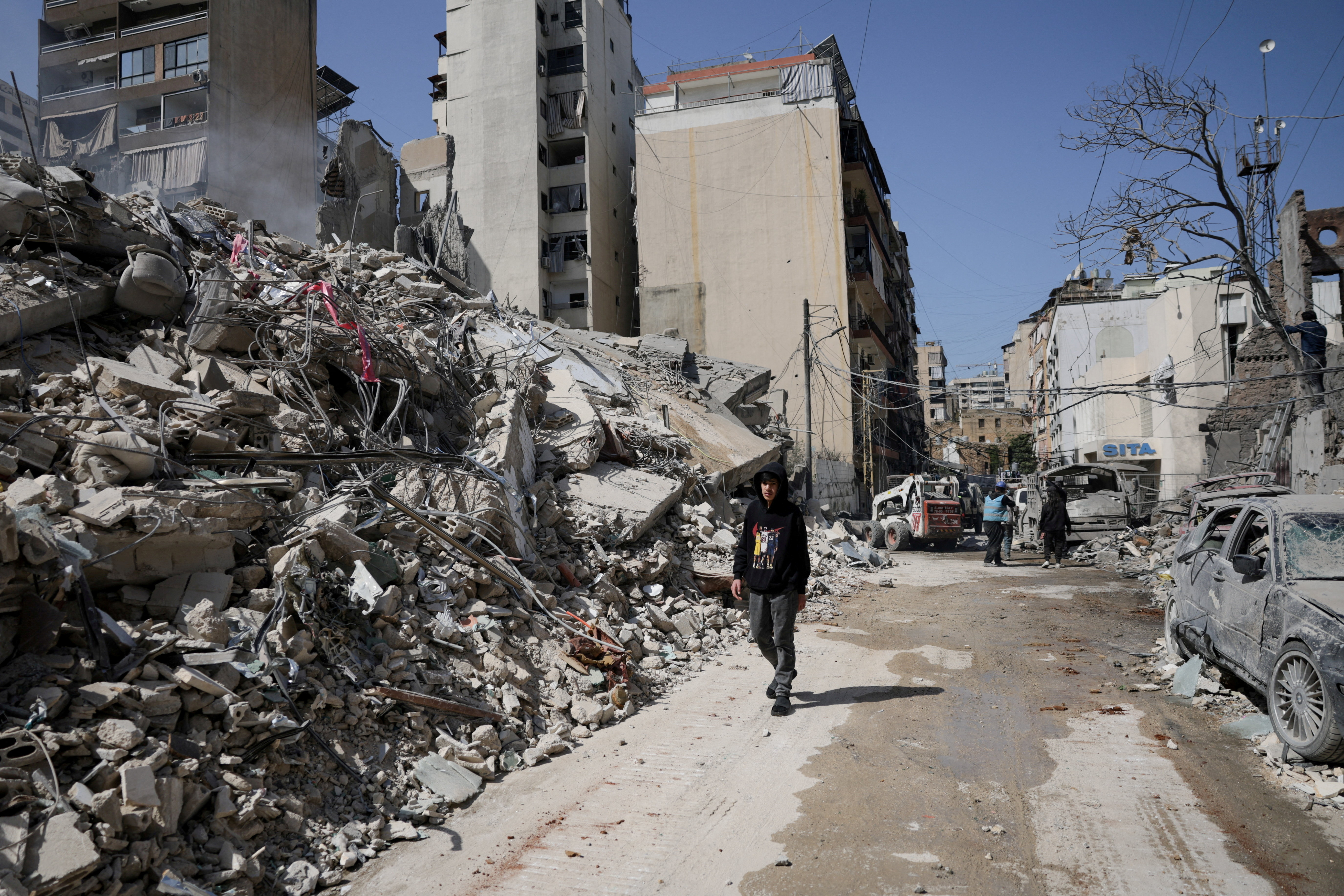 Aftermath of an Israeli strike, following an escalation between Hezbollah and Israel, in Beirut