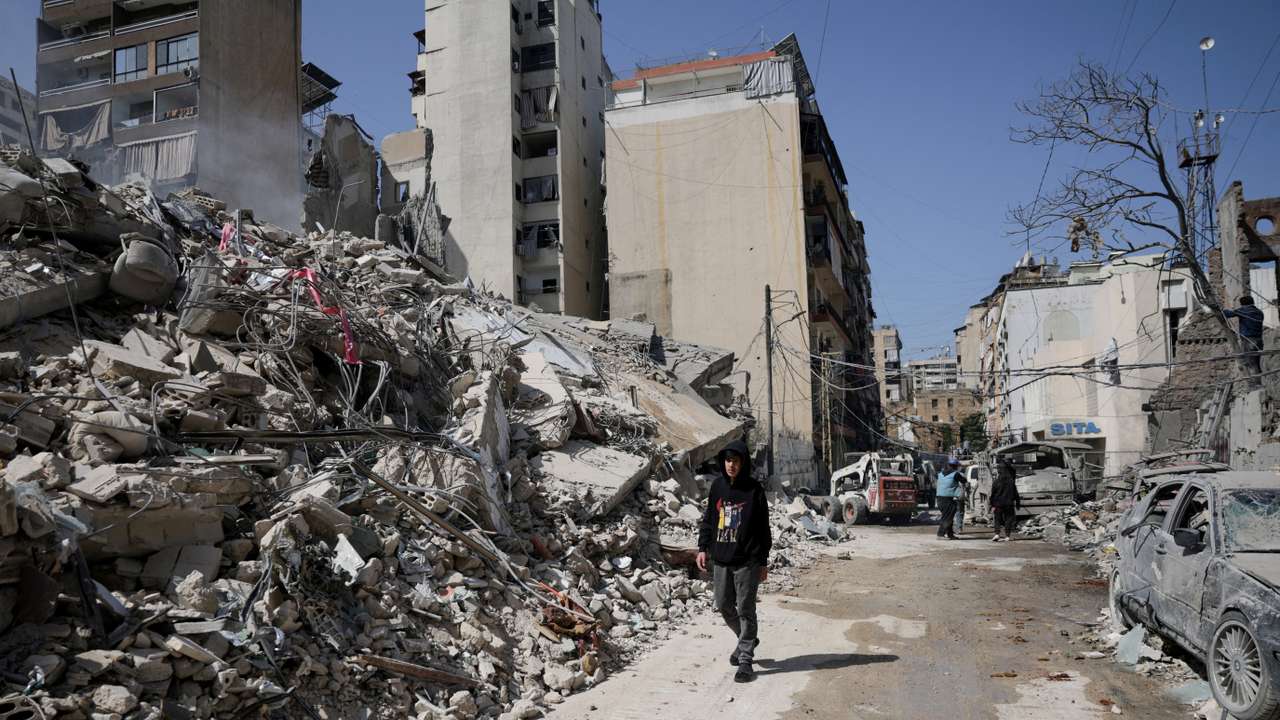 Aftermath of an Israeli strike, following an escalation between Hezbollah and Israel, in Beirut