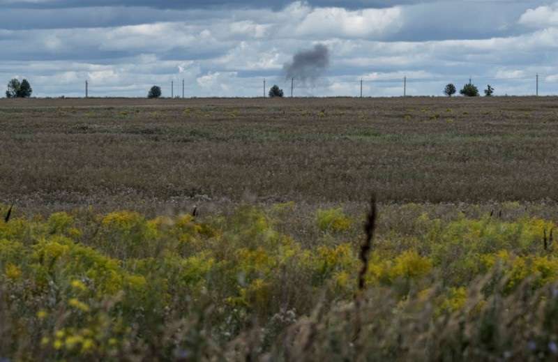 Smoke rises after shelling at the Russian border in Sumy region