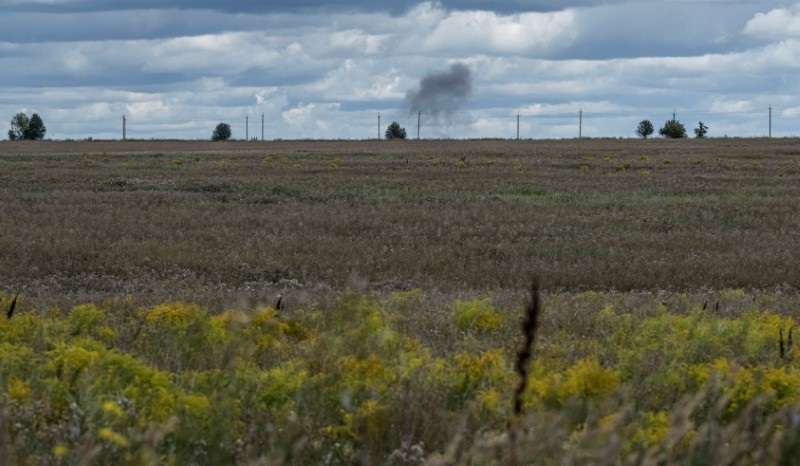 Smoke rises after shelling at the Russian border in Sumy region
