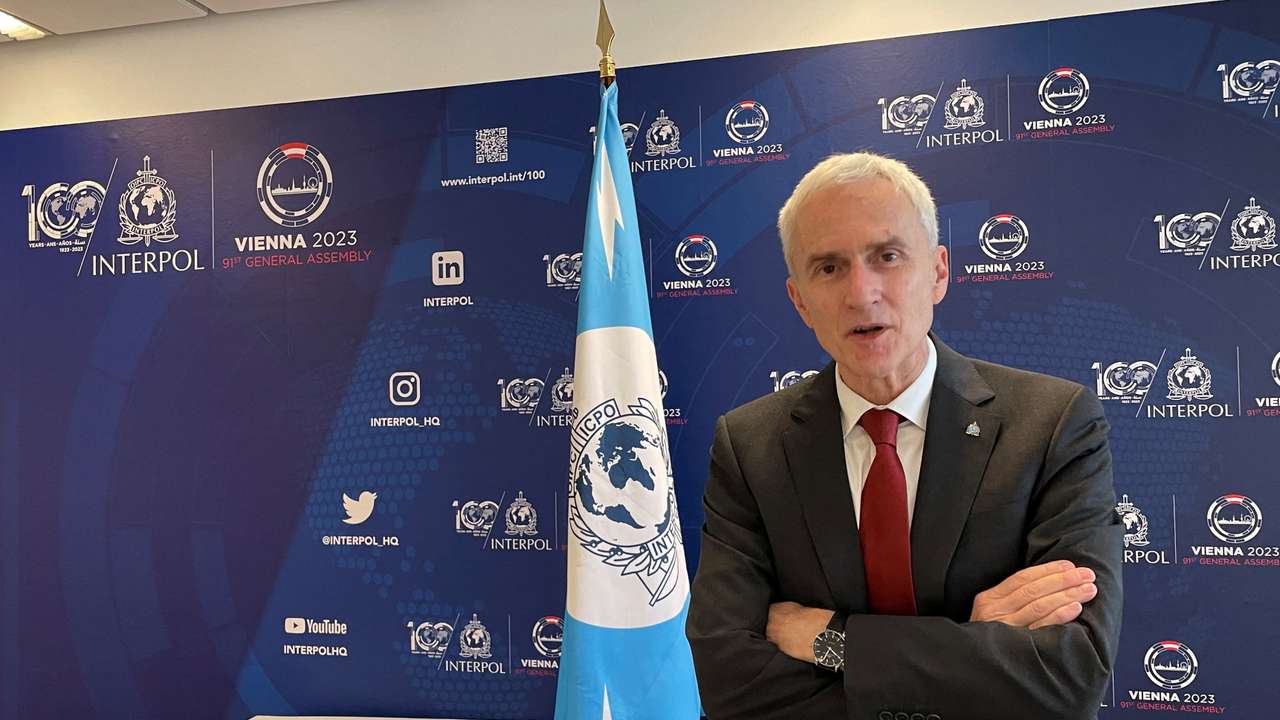 Interpol Secretary General Stock during interview with Reuters in Vienna