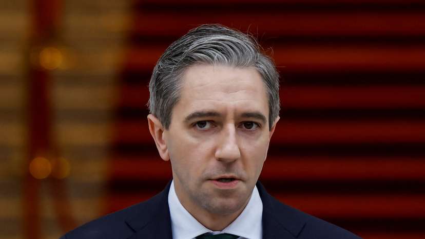 Taoiseach (Prime Minister) Simon Harris makes a statement at Government Buildings calling a General Election, in Dublin
