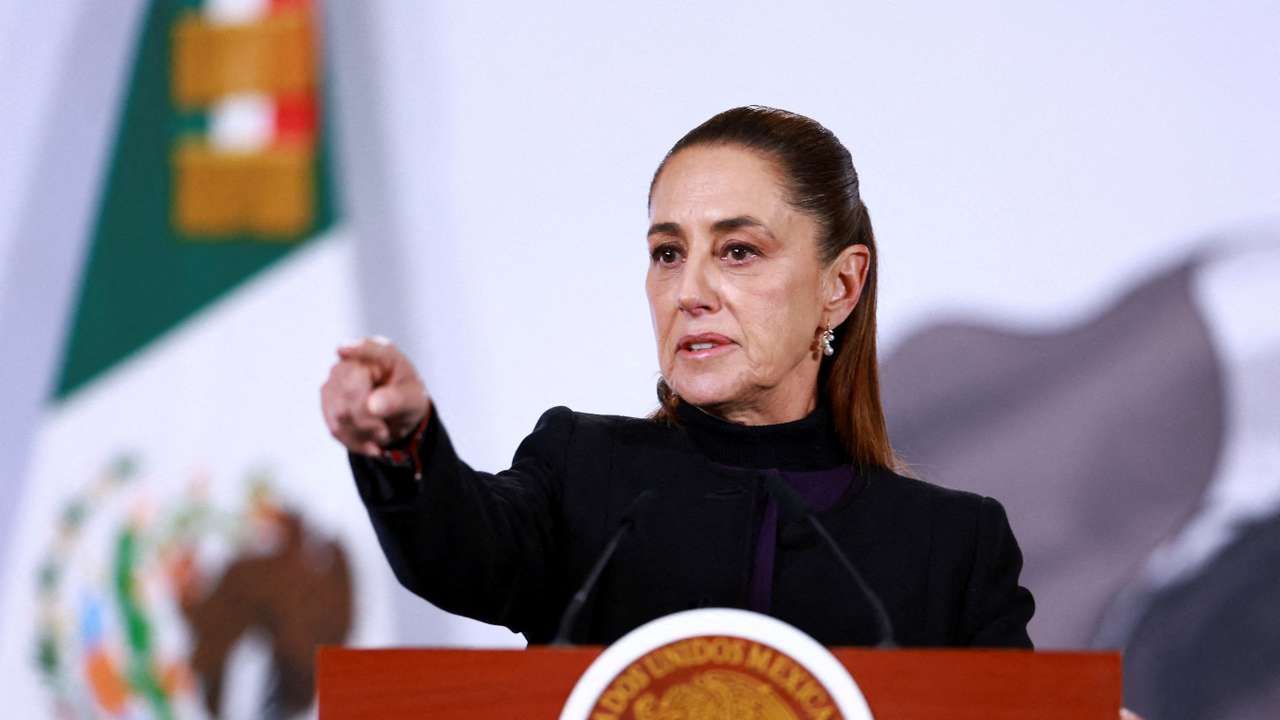 FILE PHOTO: Mexico's President Sheinbaum holds a press conference about the wave of violence in Mexico