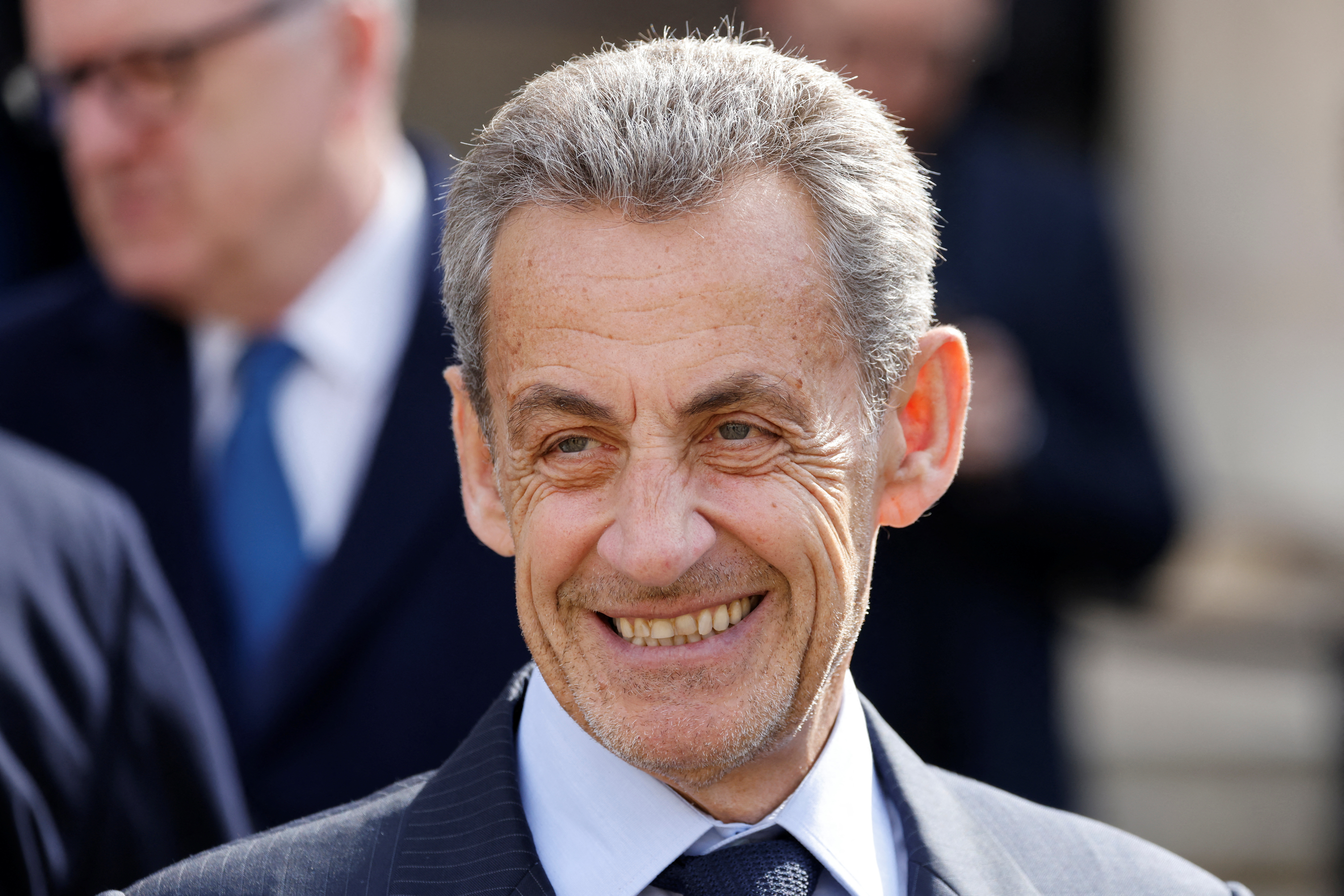 Former French President Nicolas Sarkozy attends a "national tribute" ceremony to late French politician and admiral, Philippe de Gaulle in Paris