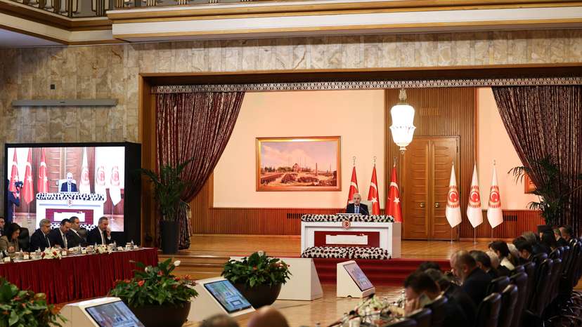Turkey’s Parliament Speaker Kurtulmus chairs a parliamentary commission in Ankara