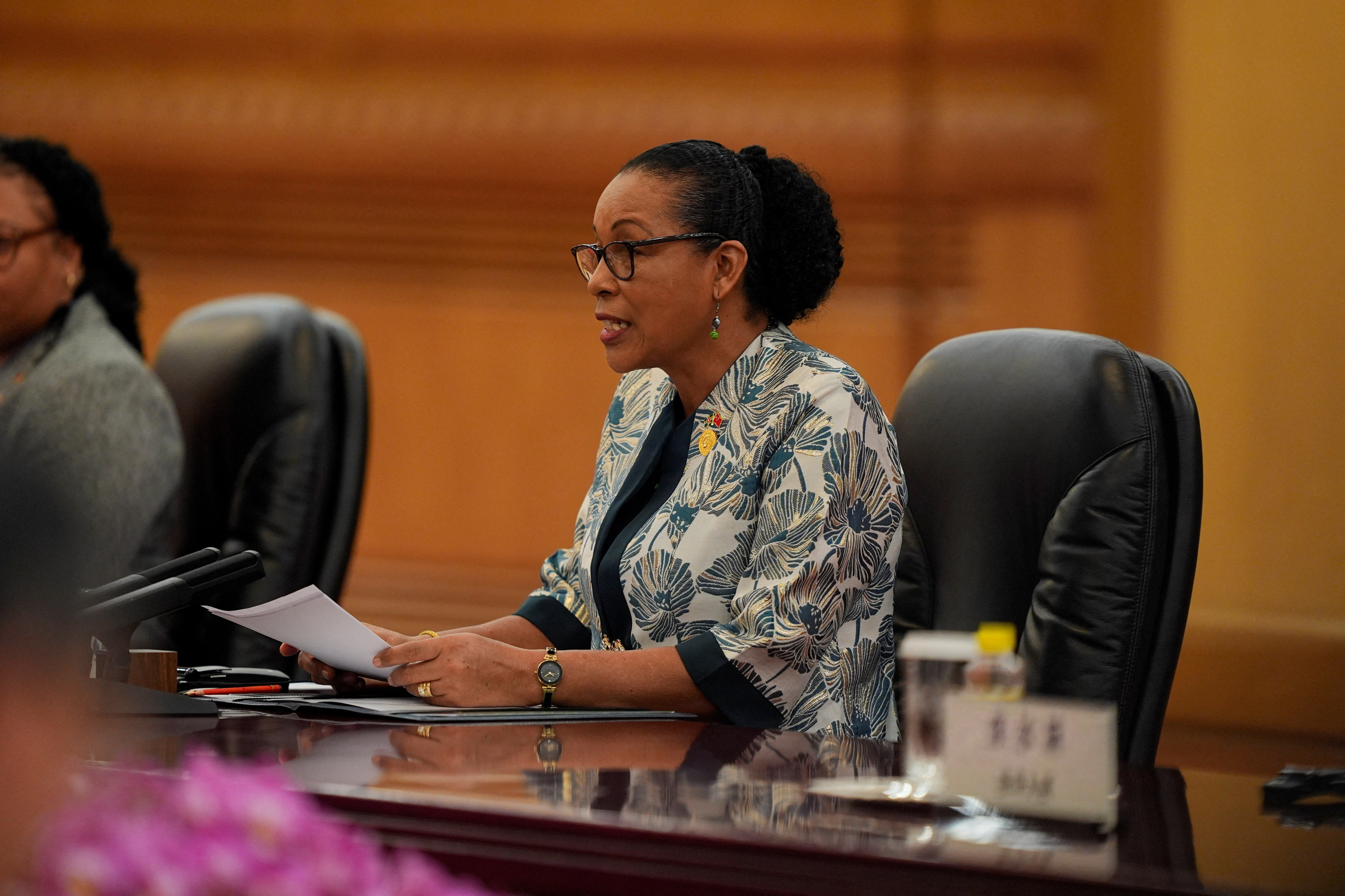 Chinese President Xi Jinping meets Dominica's President Sylvanie Burton, in Beijing