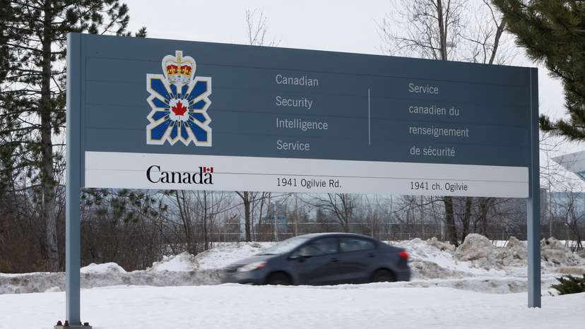 FILE PHOTO: A vehicle passes a sign outside the CSIS headquarters in Ottawa
