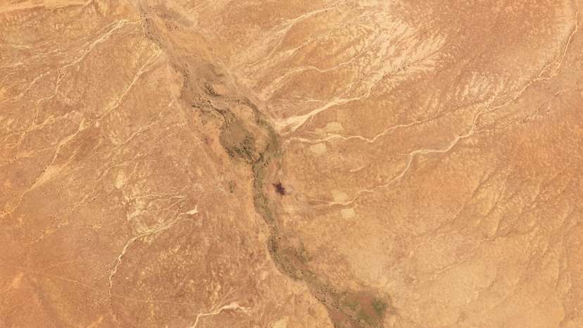 A satellite image shows the area of a plane wreckage where the Rapid Support Forces (RSF) have shot down a Russian cargo plane, north of al-Fashir