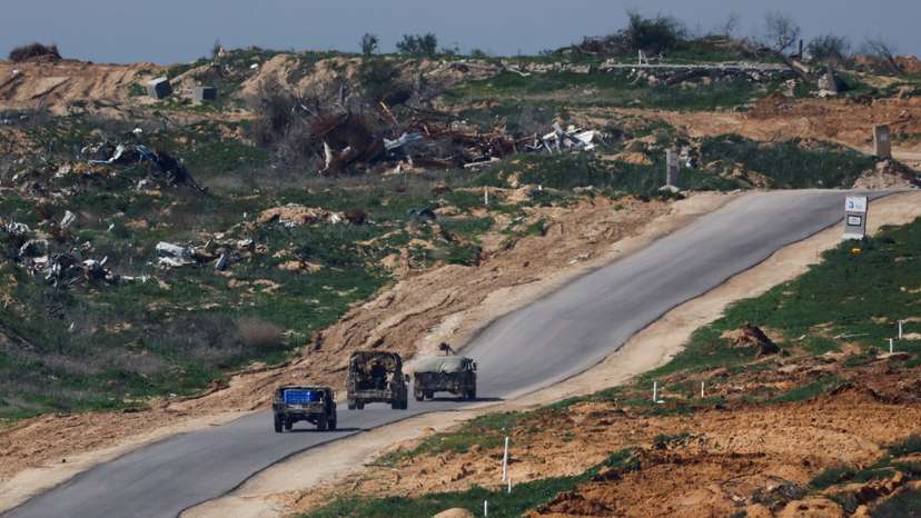 Israeli military jeeps manoeuvre in Gaza