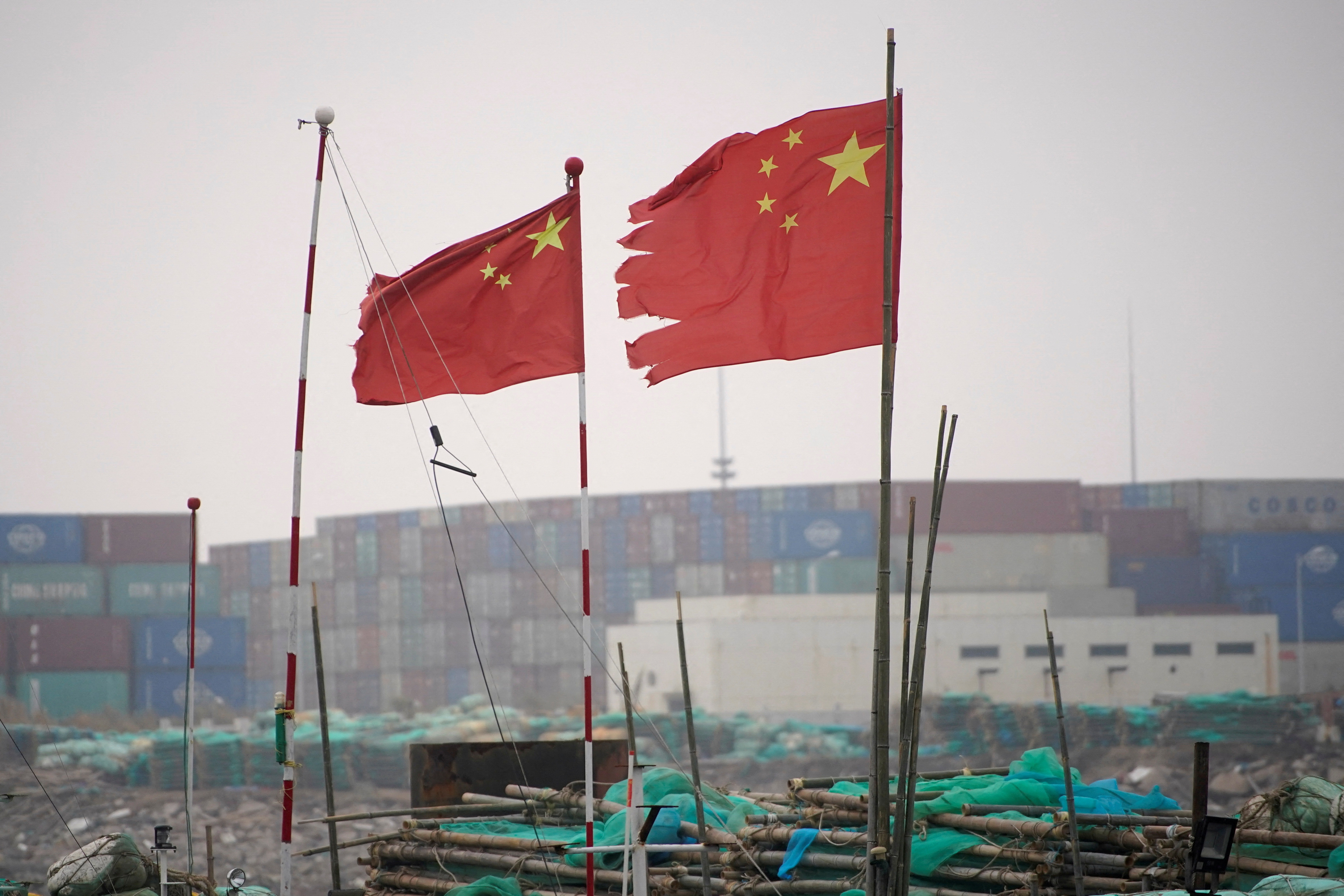 FILE PHOTO: Containers at the Yangshan Deep Water Port in Shanghai