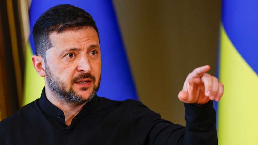 Ukraine's President Zelenskiy holds a press conference in Kyiv