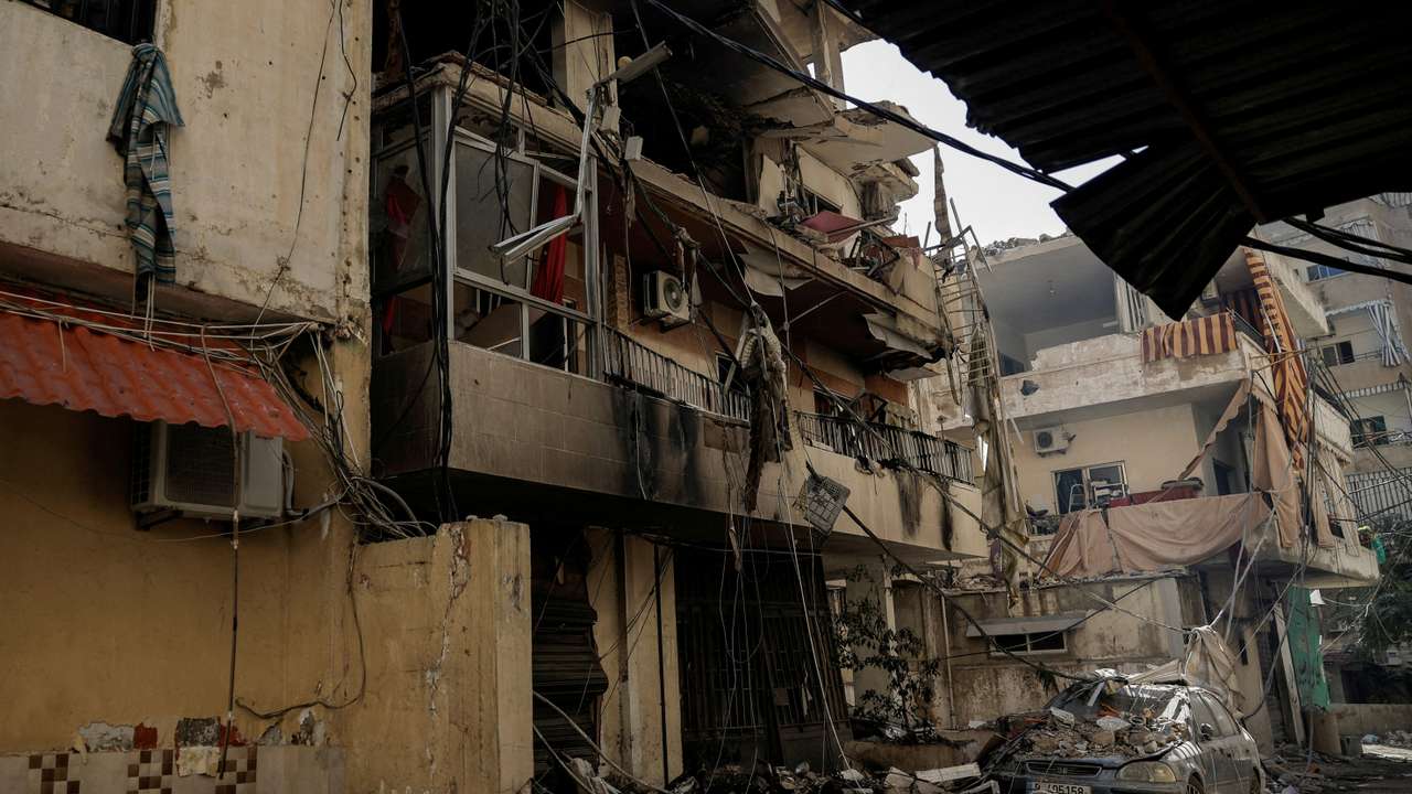 Aftermath of the Israeli strikes in the Chiyah area of Dahiyeh