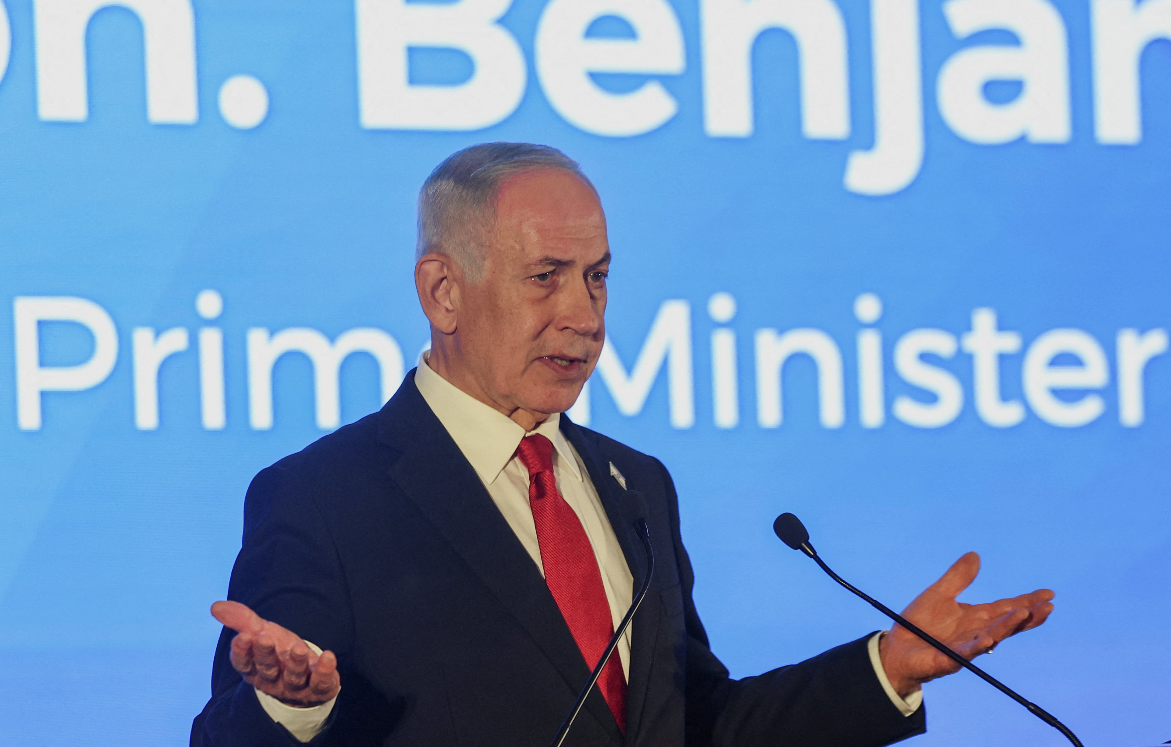 Israel's PM Netanyahu addresses the conference of Presidents of Major American Jewish Organisations