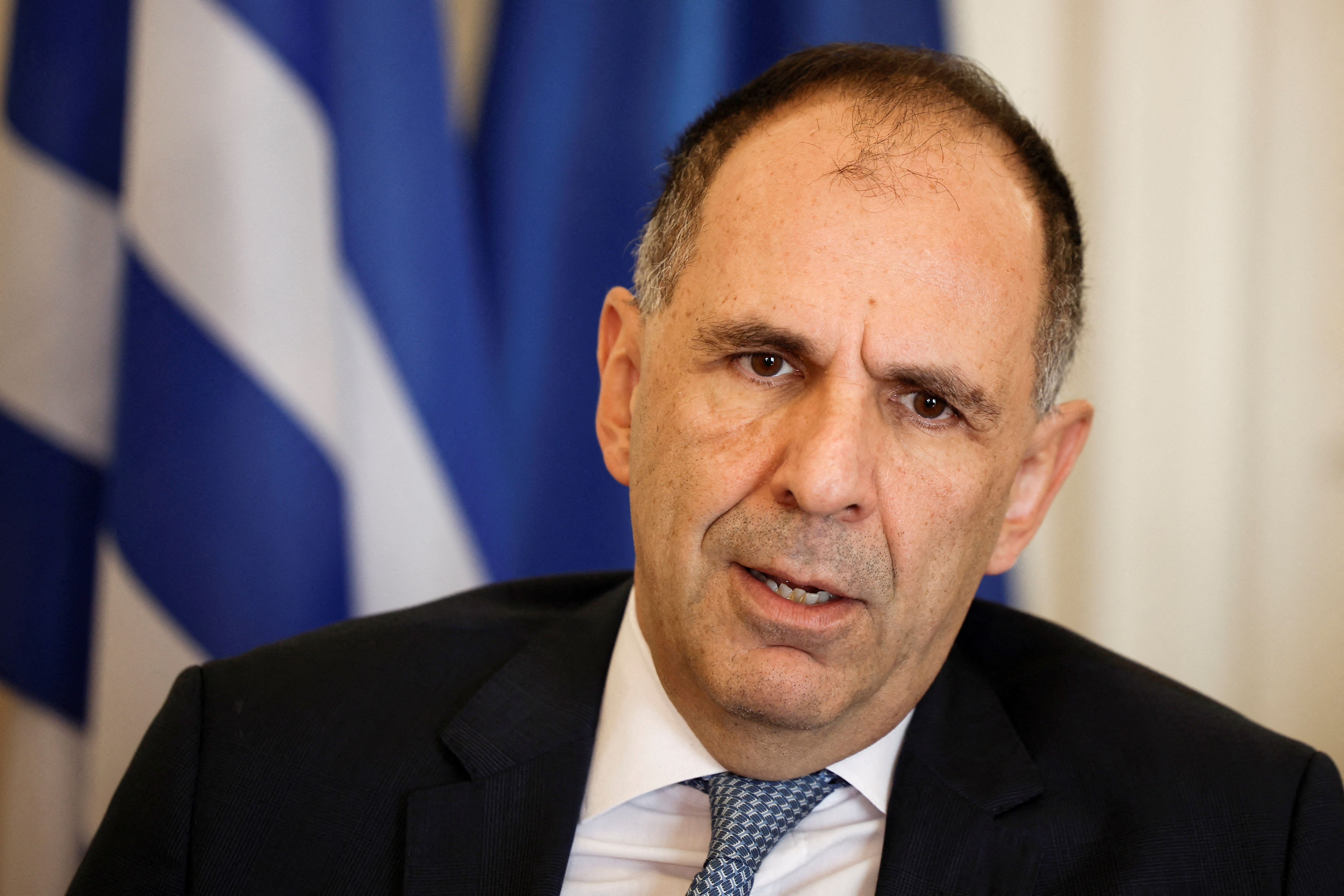 FILE PHOTO: Interview with Greek Foreign Minister George Gerapetritis following his visit to Ramallah