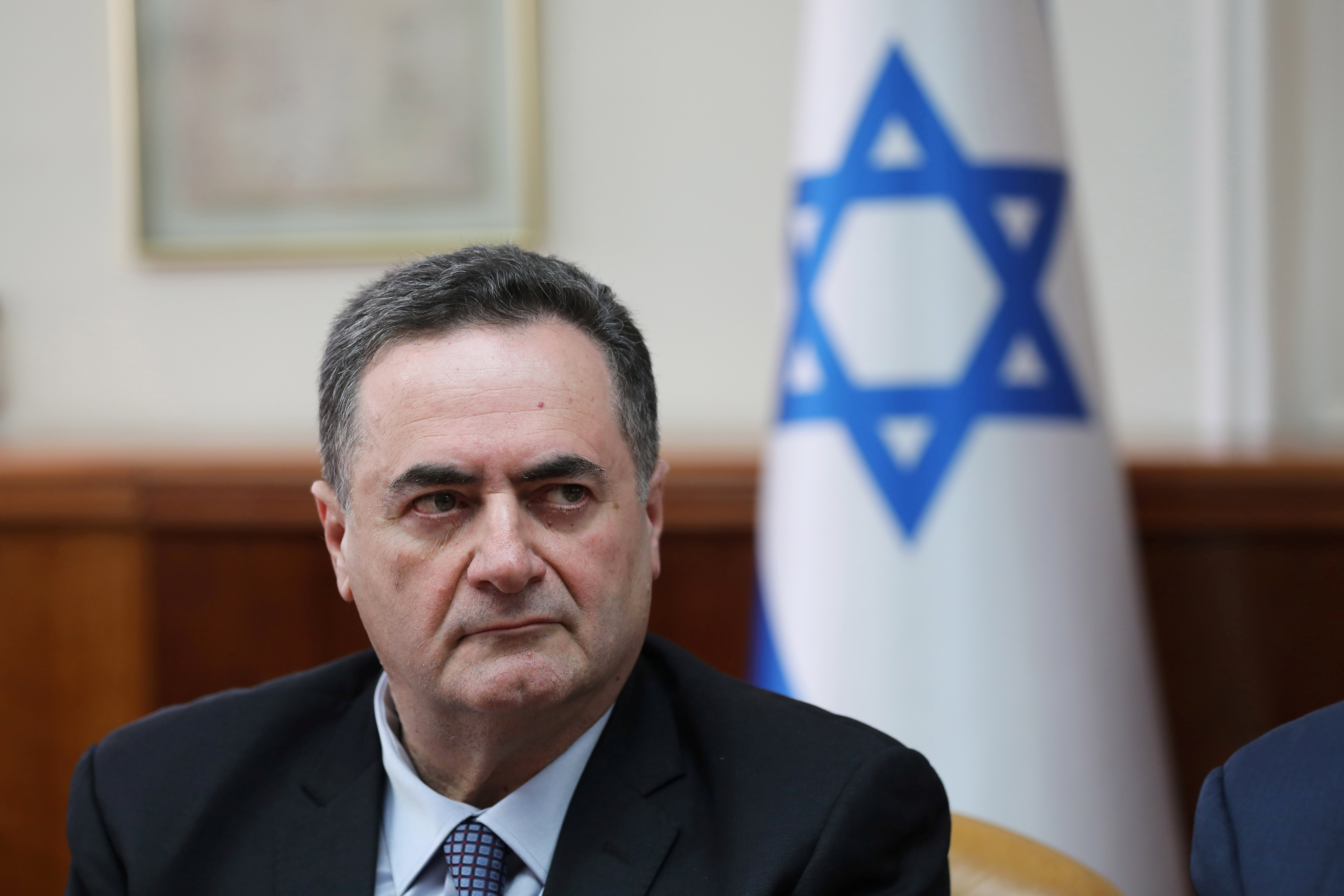 Israel's acting foreign minister Israel Katz, who also serves as intelligence and transport minister,  attends the weekly cabinet meeting in Jerusalem