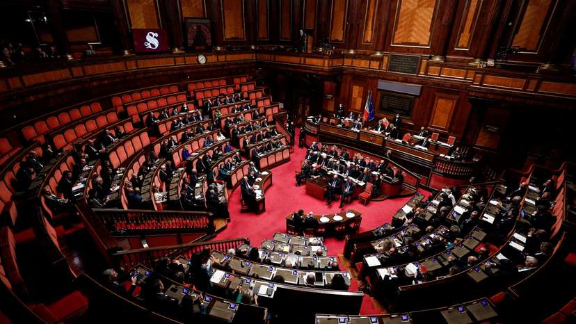 FILE PHOTO: Italy's PM Meloni attends the upper house of parliament, in Rome