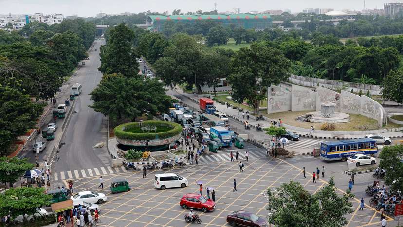 A view shows Bijoy Sarani intersection traffic, days after the resignation of former Bangladeshi PM Sheikh Hasina, in Dhaka