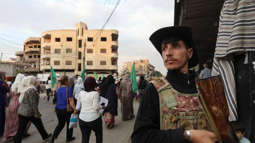 Syrian Kurds attend protest in solidarity with people in Sweida, in Qamishli