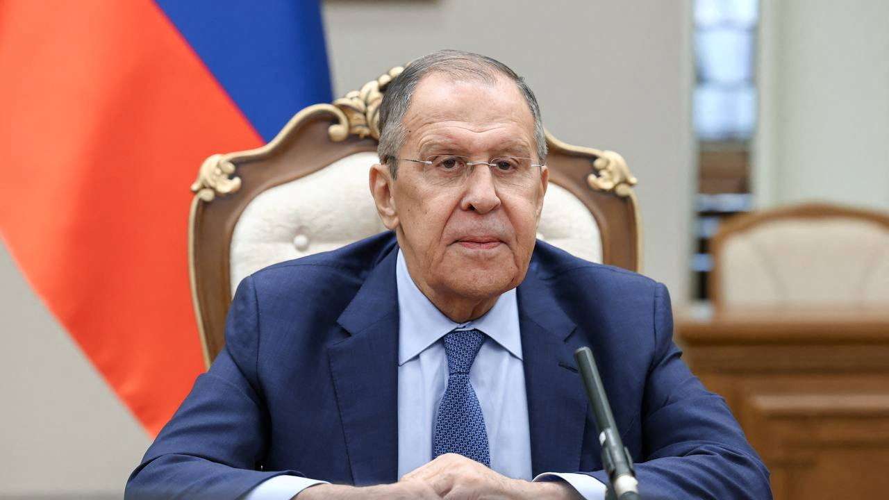 Russian Foreign Minister Sergei Lavrov attends a press conference in Pyongyang