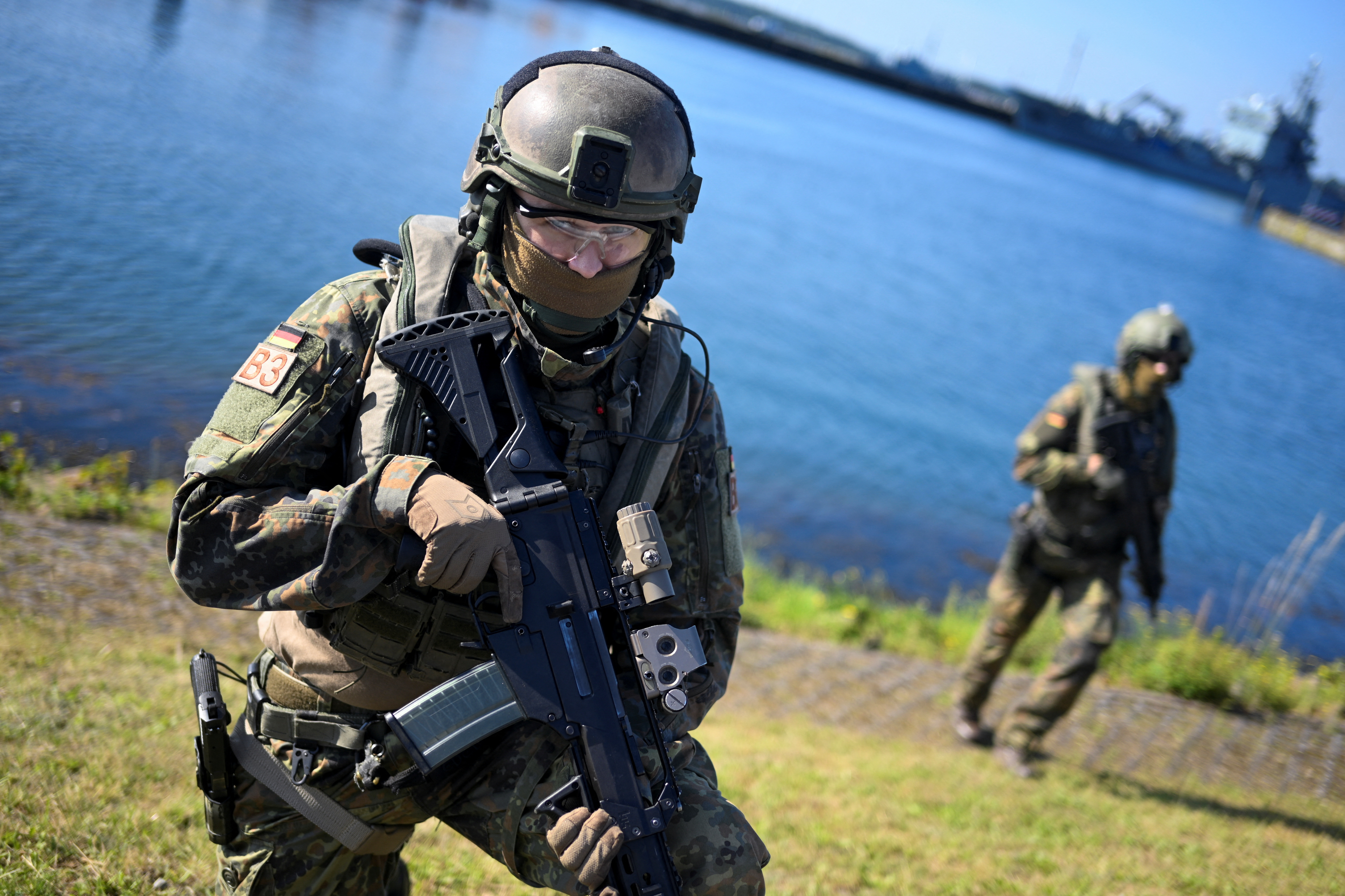 Germany's Defence Minister Boris Pistorius visits a submarine squadron and naval battalion of the Bundeswehr in Eckernfoerde