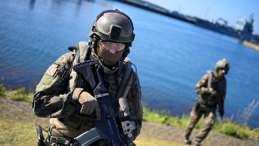 Germany's Defence Minister Boris Pistorius visits a submarine squadron and naval battalion of the Bundeswehr in Eckernfoerde