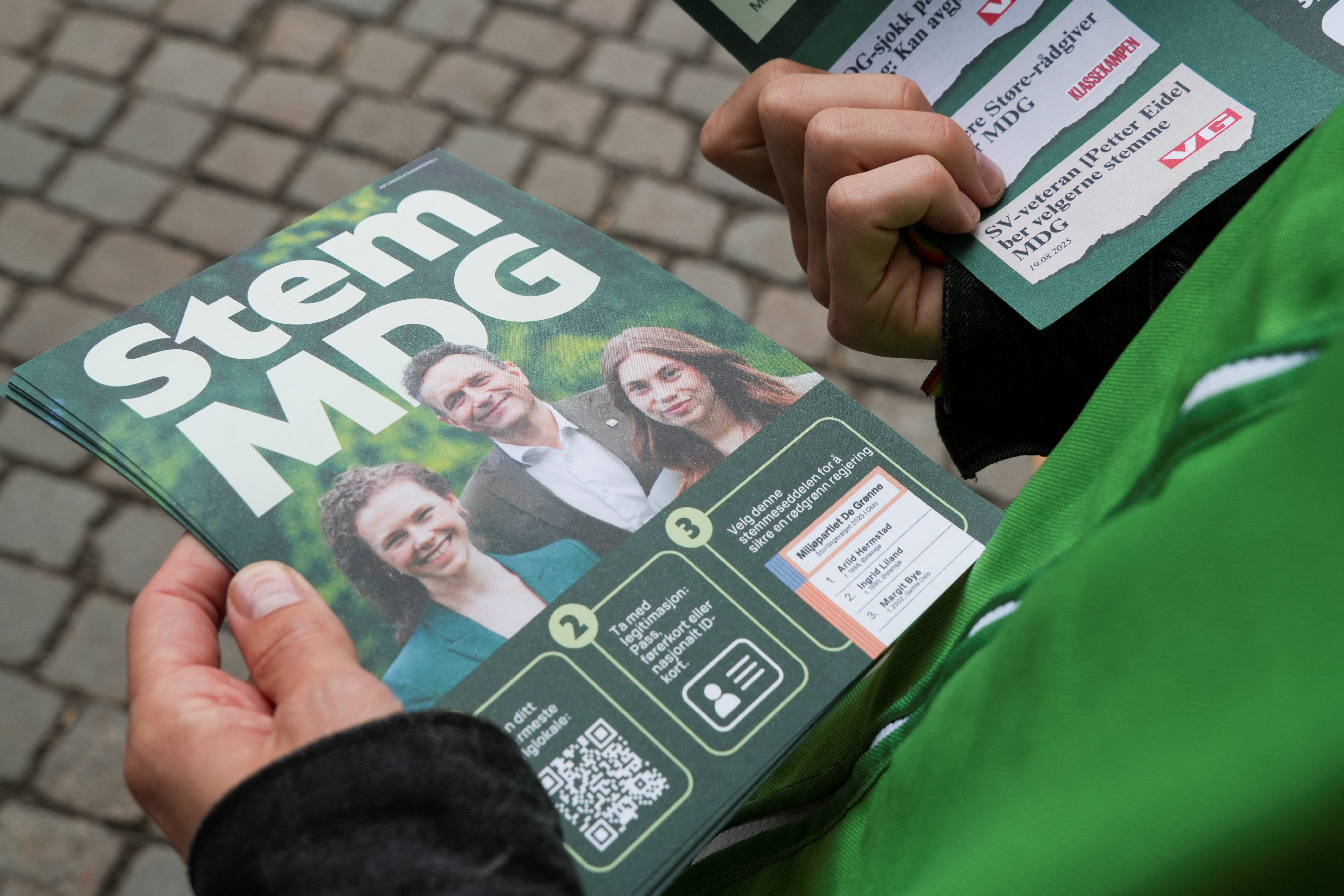 Election campaign of Arild Hermstad, leader of Norway's Green Party, in Oslo
