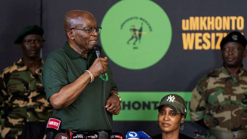 Former South African President Jacob Zuma speaks about his political future at a press conference in Soweto, in Johannesburg