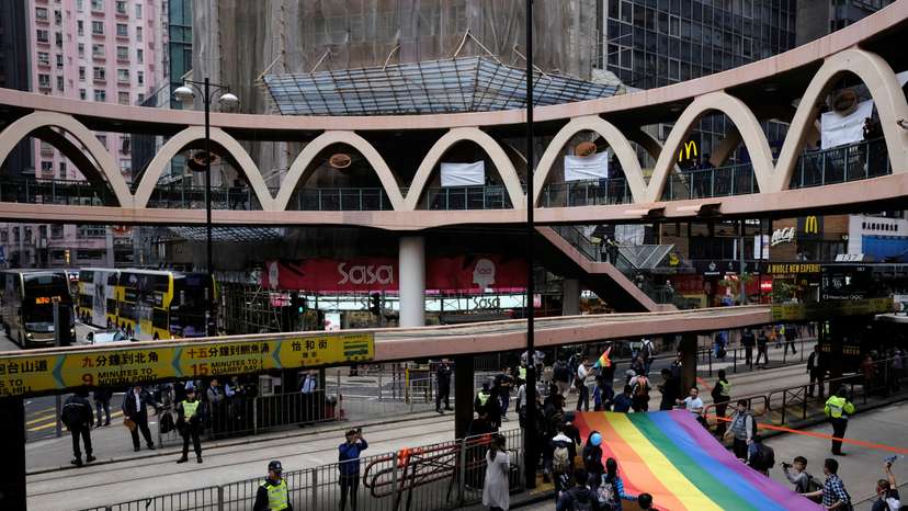 Supporters of LGBT rights take part in the annual pride parade in Hong Kong, China