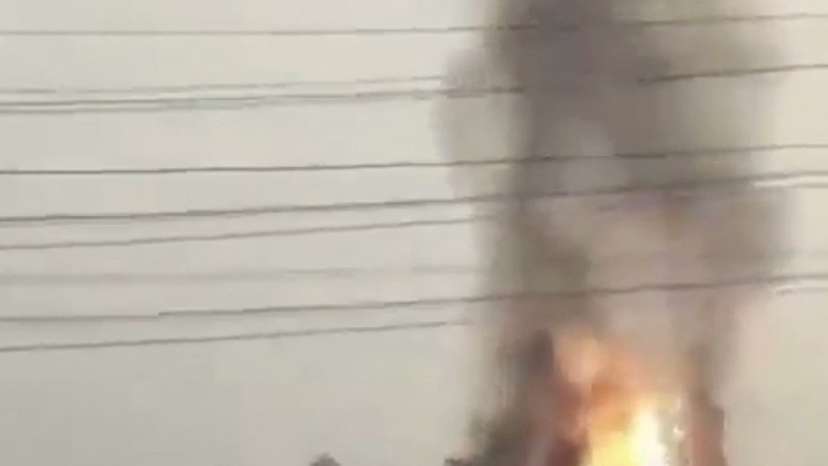 A fire burns at South Pars gas field, in Tonbak