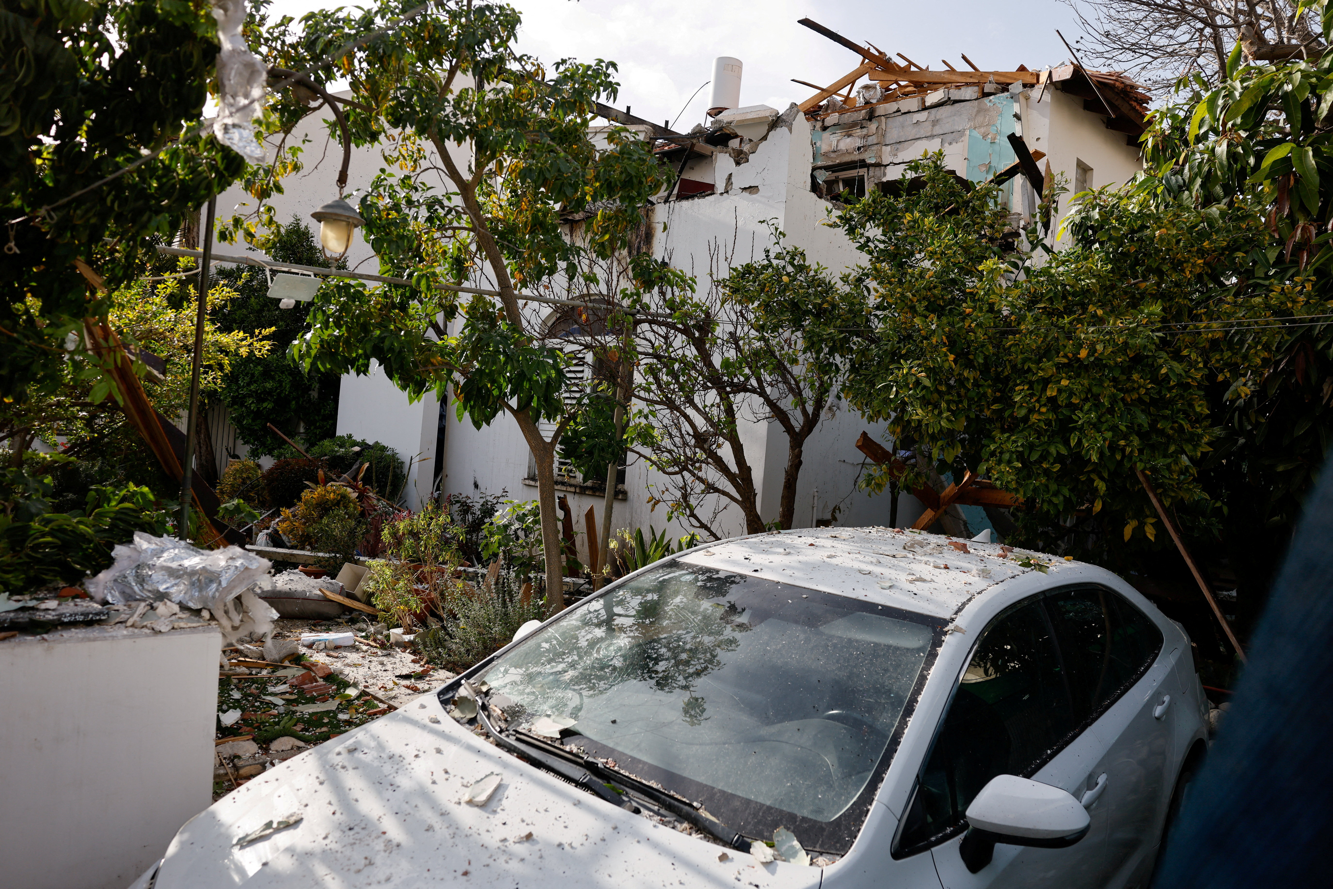 FILE PHOTO: Impact site following missiles launched from Iran, in Rehovot