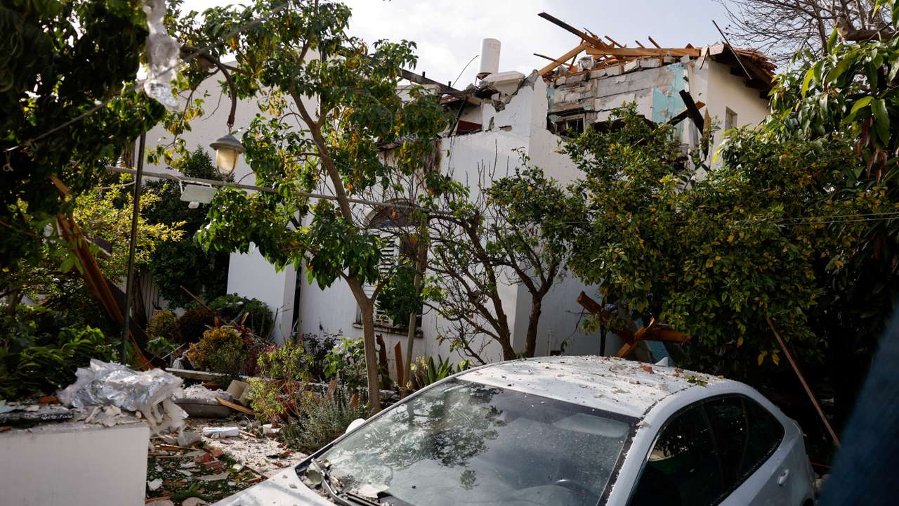 FILE PHOTO: Impact site following missiles launched from Iran, in Rehovot