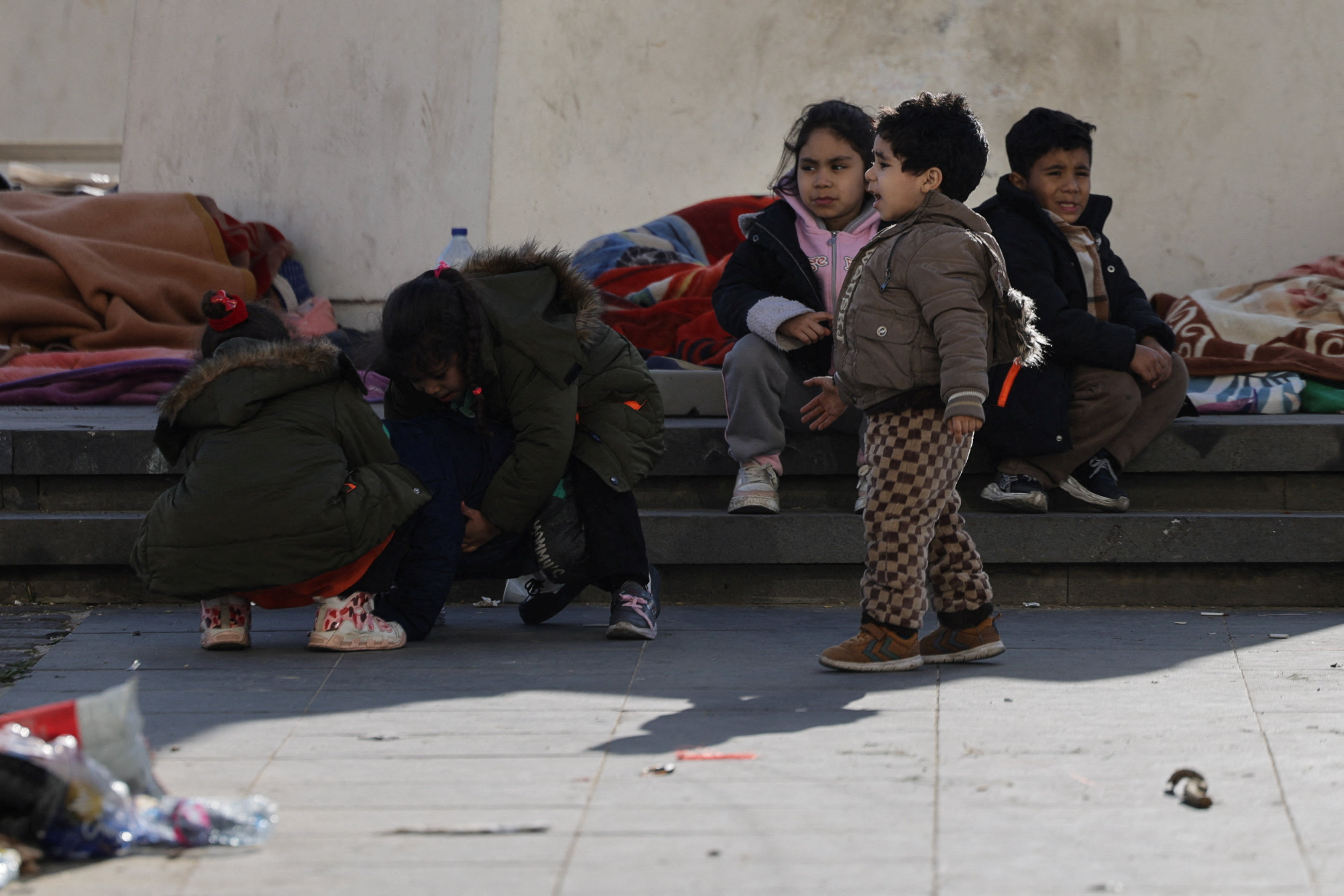 Displaced people from the southern suburbs, gather at Martyrs' Square in Beirut