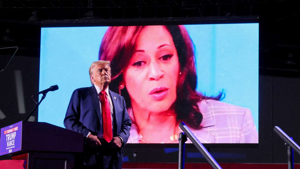 FILE PHOTO: Republican presidential nominee former U.S. President Donald Trump campaigns in Michigan