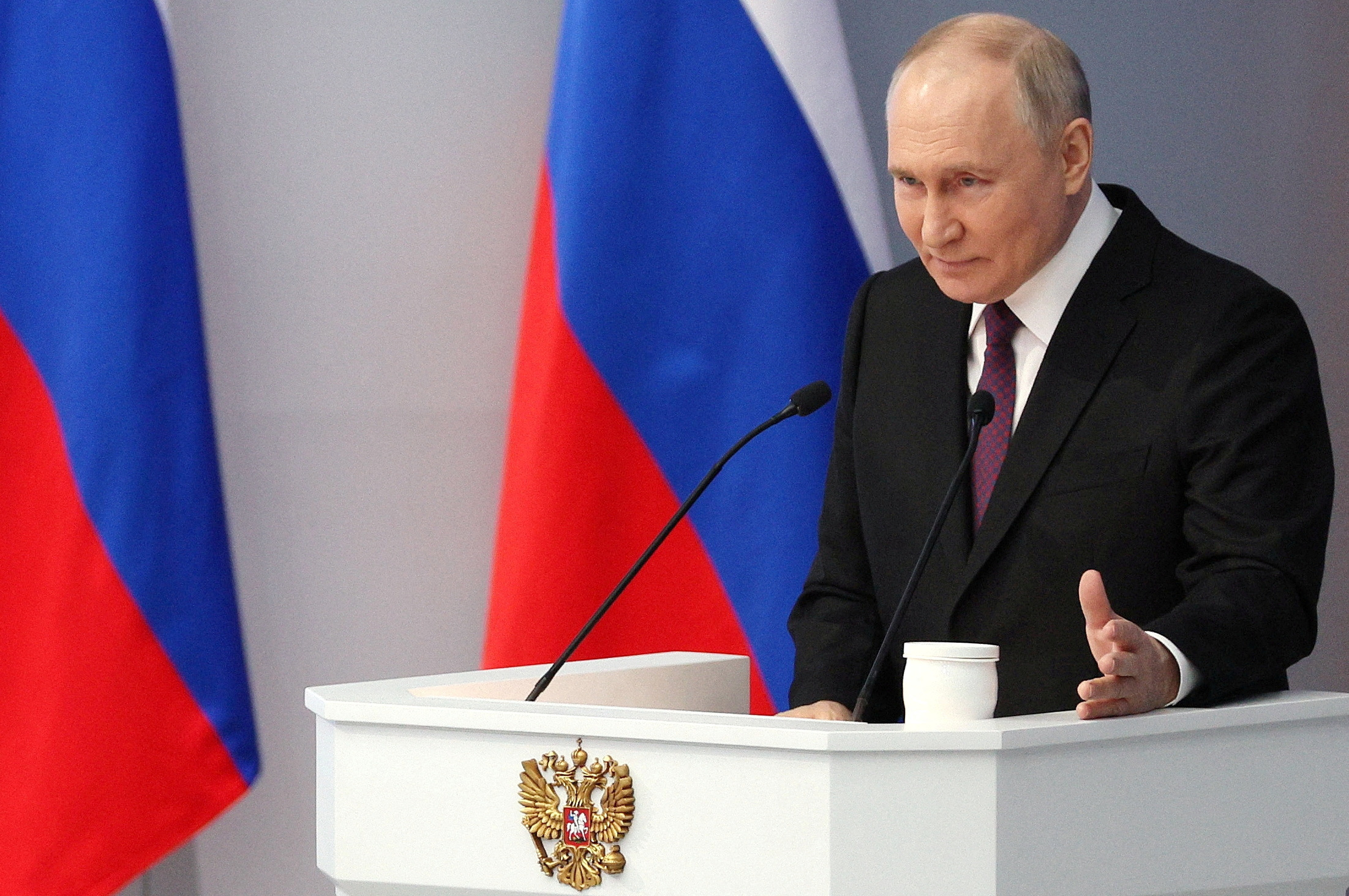 Russian President Putin addresses the Federal Assembly in Moscow