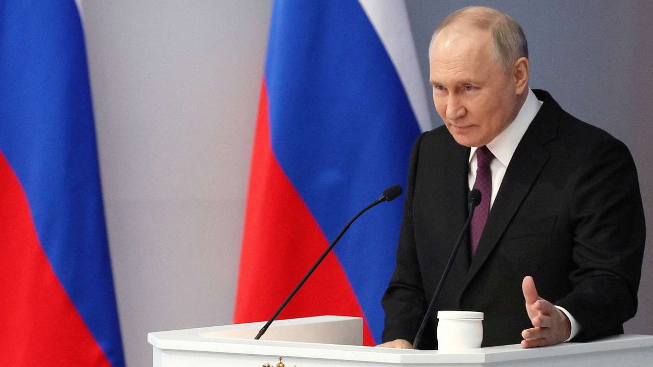 Russian President Putin addresses the Federal Assembly in Moscow