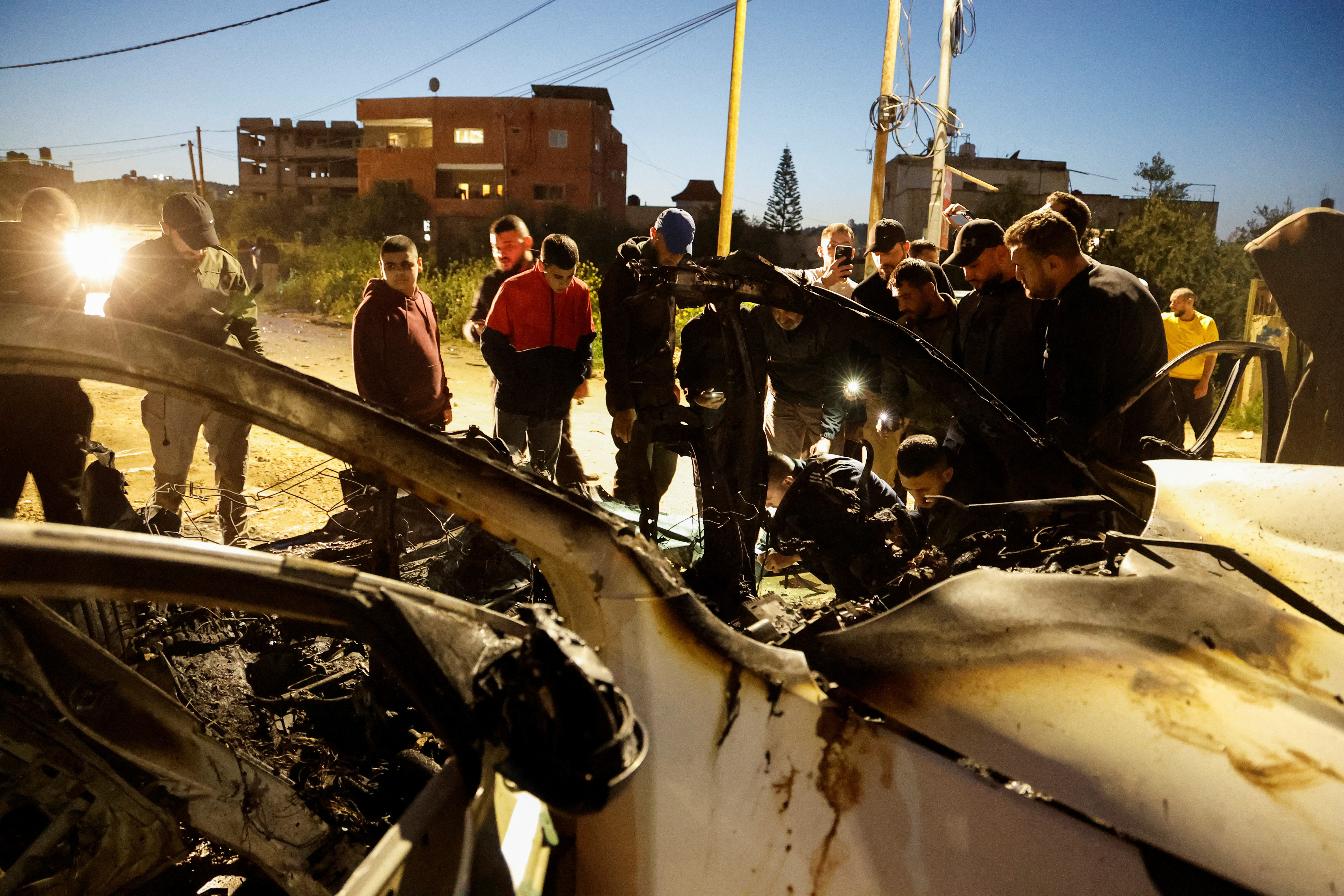 Aftermath of an Israeli airstrike on a vehicle, in Jenin