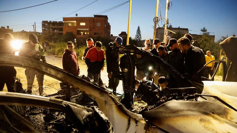 Aftermath of an Israeli airstrike on a vehicle, in Jenin