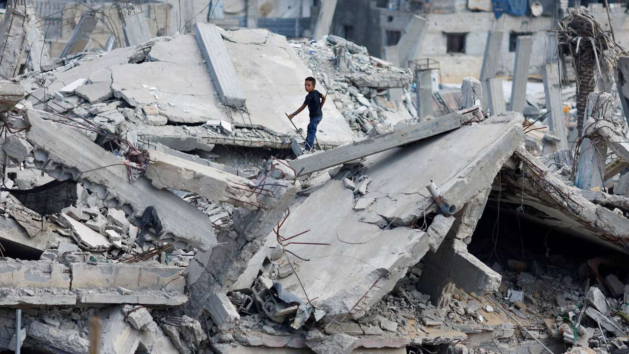 FILE PHOTO: Scenes of destruction in Khan Younis in the southern Gaza Strip