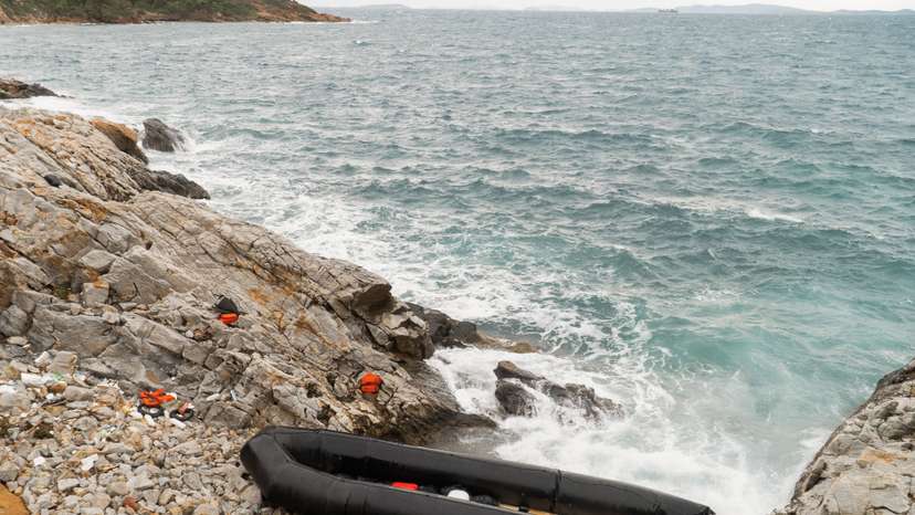 Migrant shipwreck on the island of Lesbos