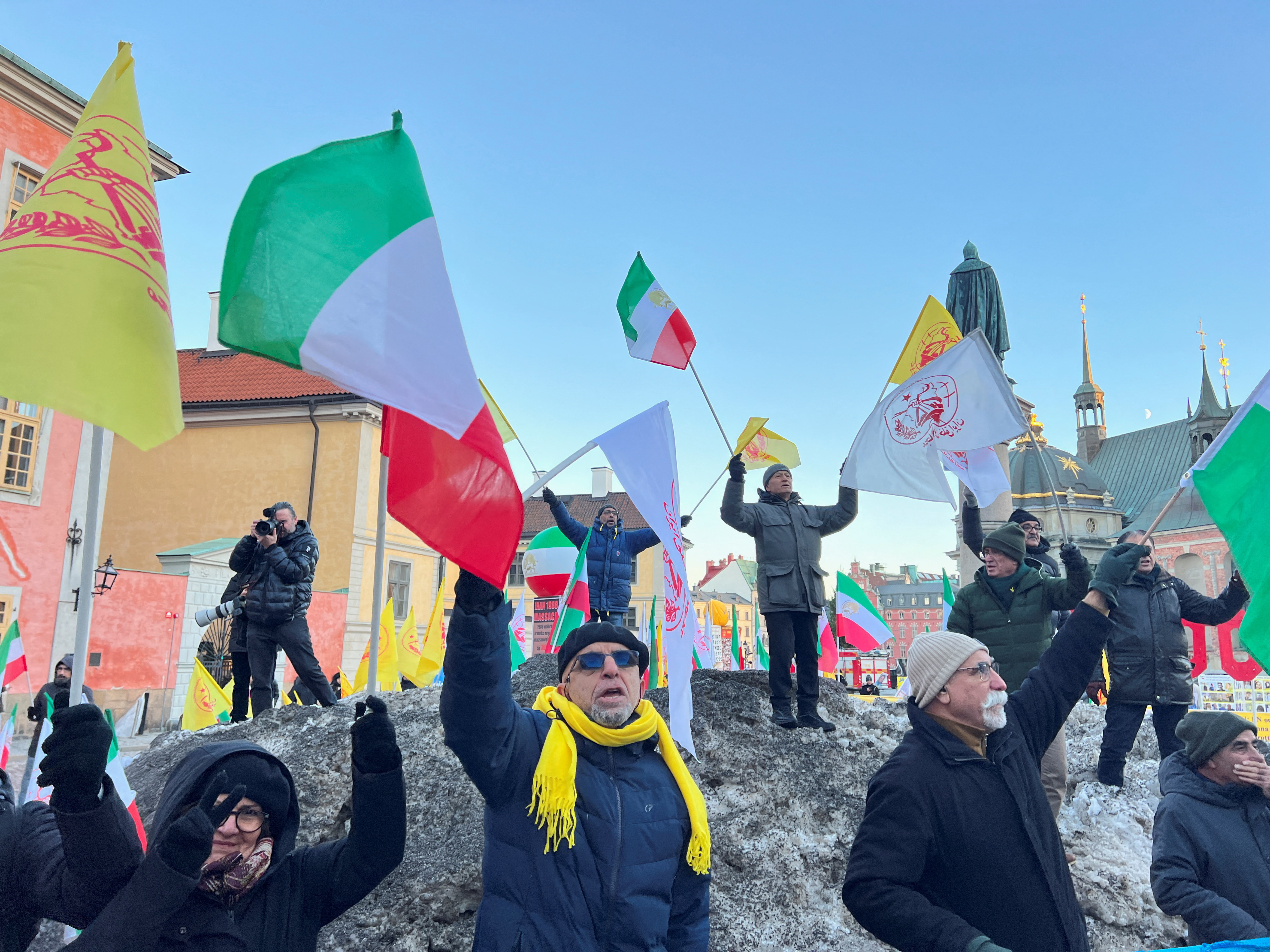 Protestors in Stockholm celebrate the guilty verdict of Hamid Noury