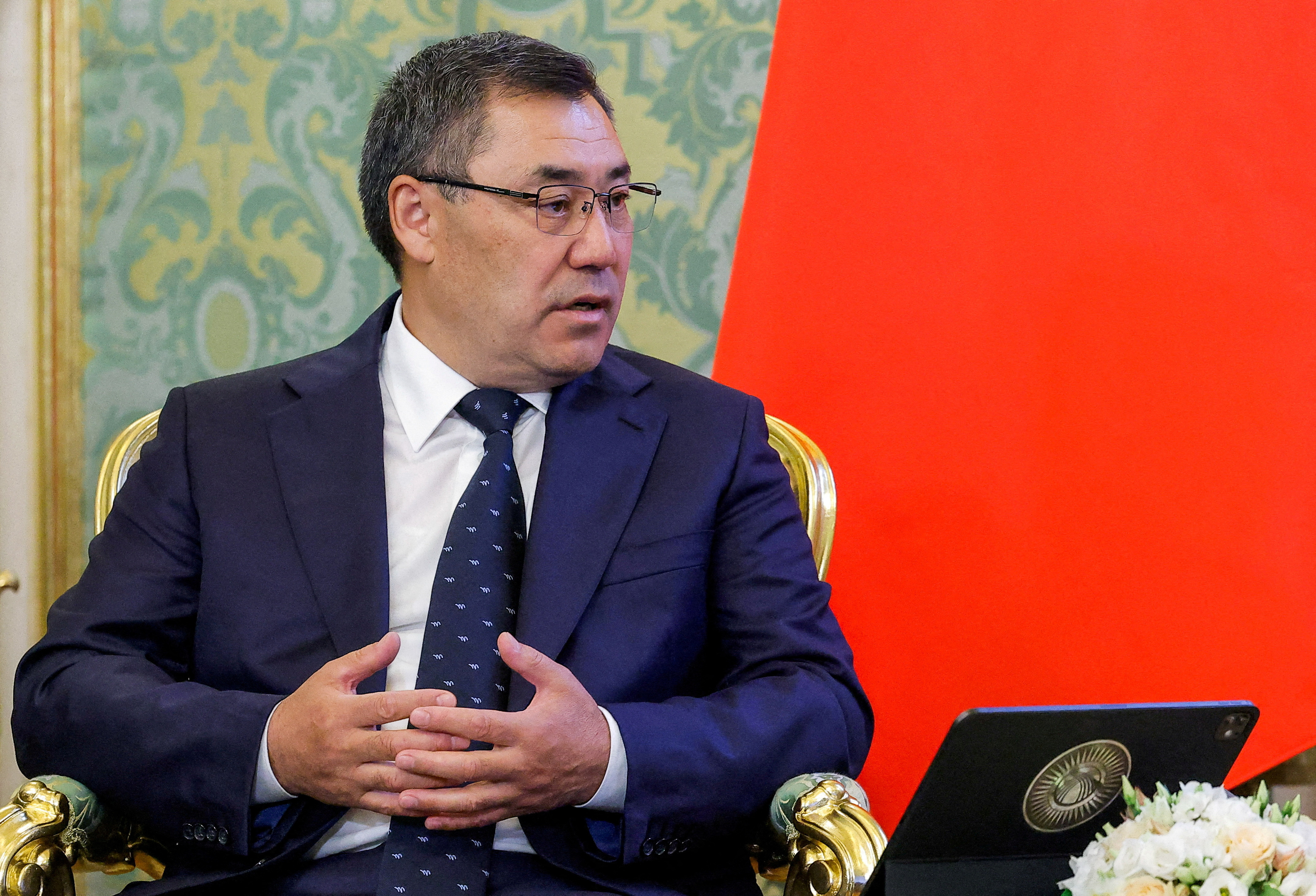 FILE PHOTO: Russian President Putin and Kyrgyz President Japarov meet in Moscow
