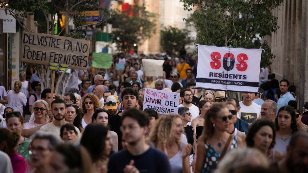 People protest against mass tourism on the island of Mallorca