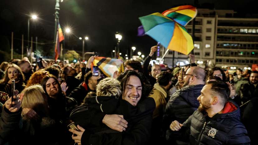Greek parliament votes on a bill legalising same-sex marriage, in Athens