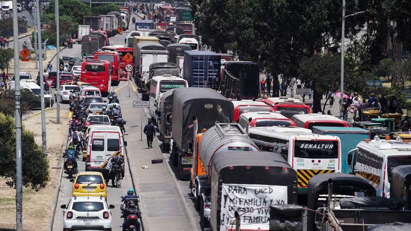 Truckers protests over diesel price hike, in Bogota