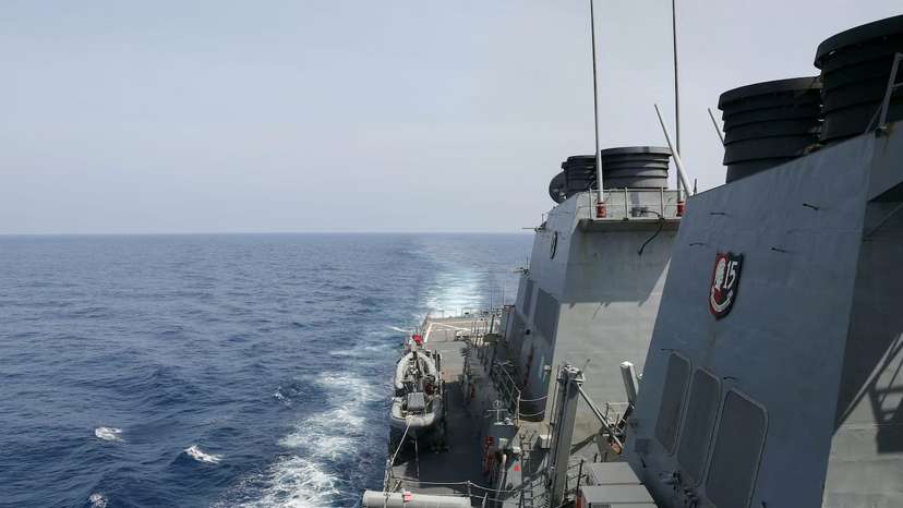 Arleigh Burke-class guided-missile destroyer USS Milius conducts Taiwan Strait transit operation