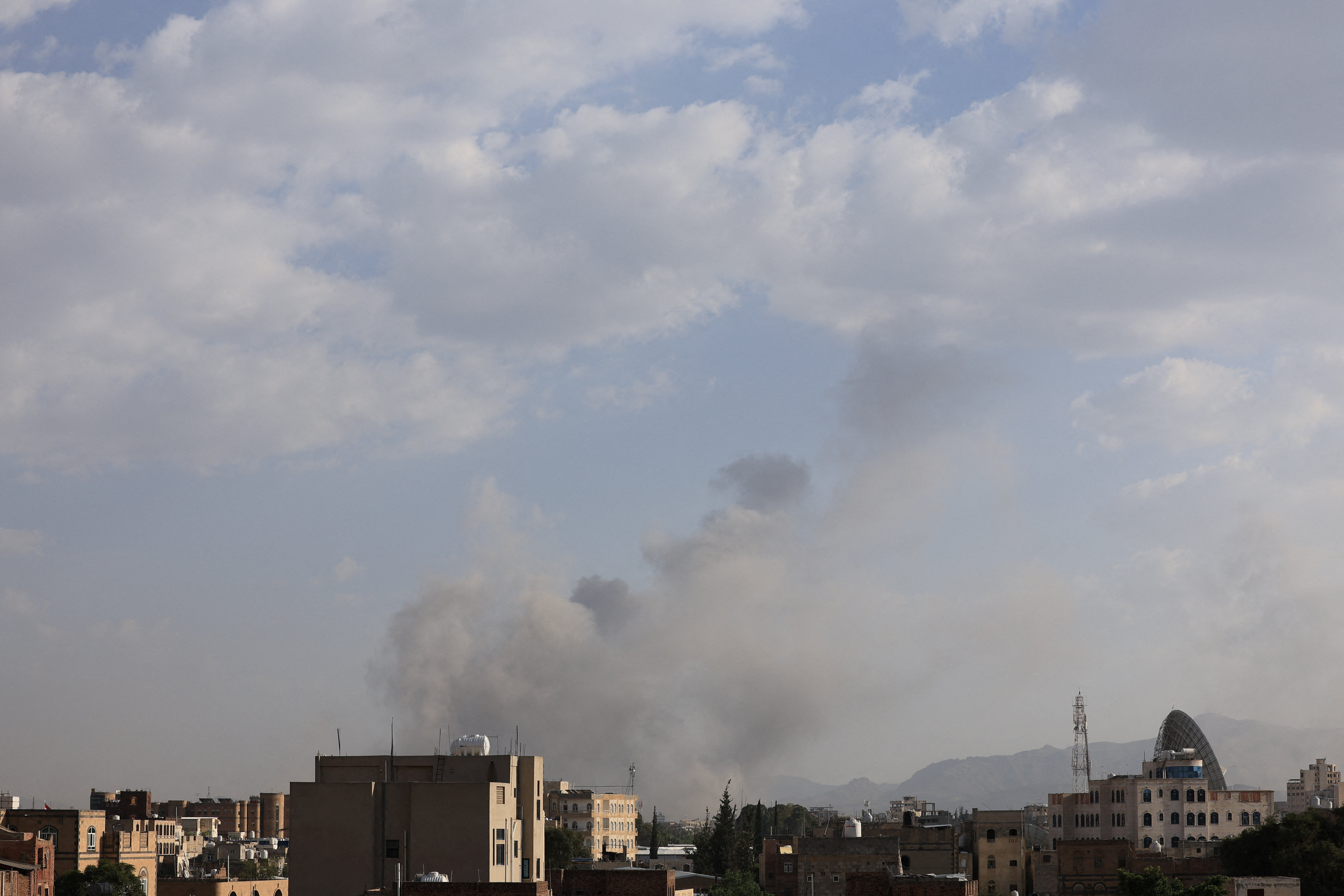 Smoke rises from the sites of Israeli airstrikes in Sanaa